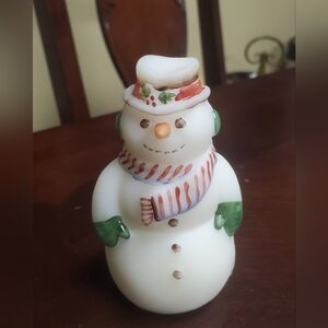 Fenton Snowman Signed Hand Painted With Fenton Sticker